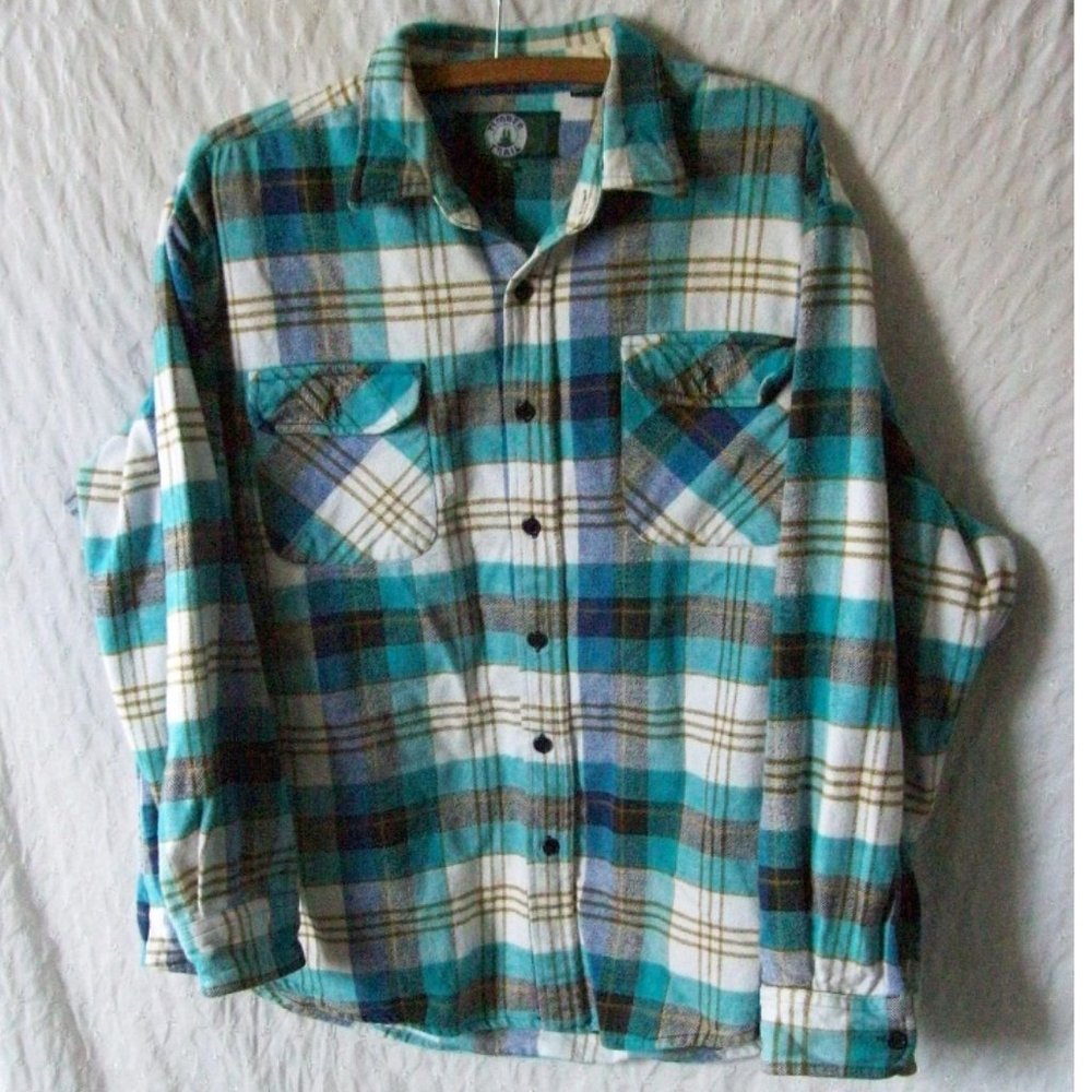 Timber Trail Blue/Aqua/White Plaid Flannel